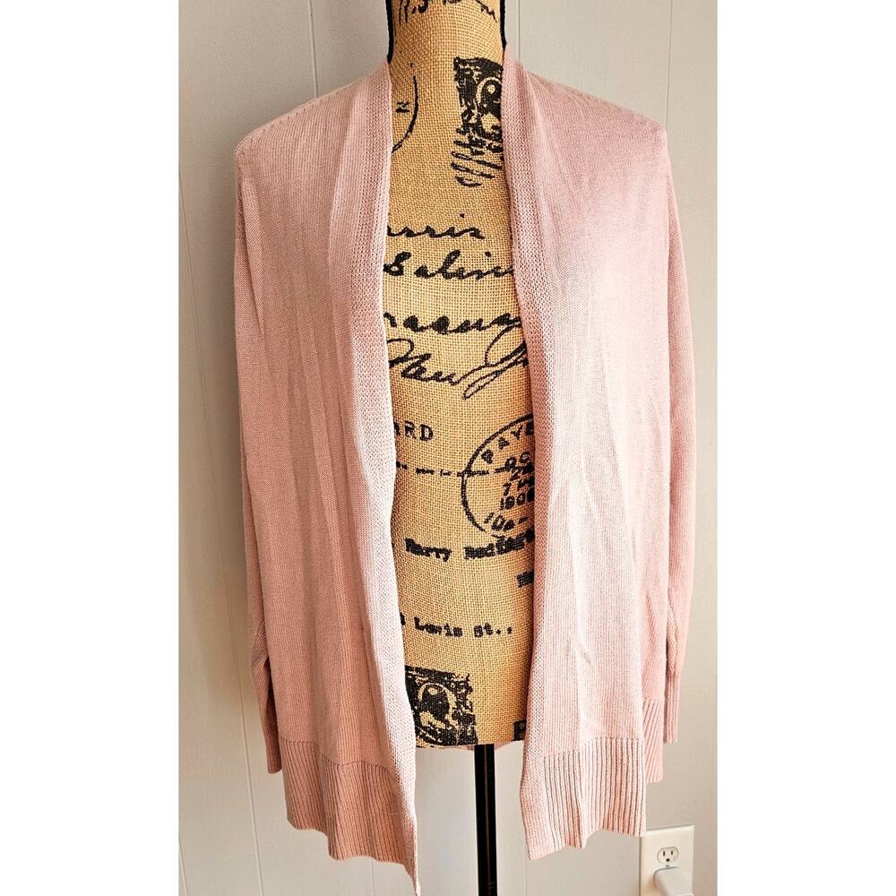 Leith Waterfall Open Front Cardigan Ribbed Cuffs Blush Pink Size Small New NWT